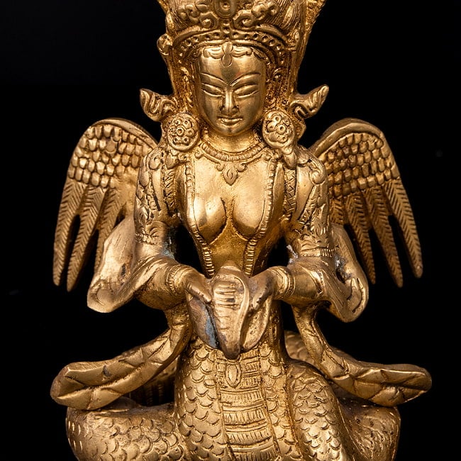 蛇の神様　富や繁栄の象徴　ナーガ像　美しいブラス製〔約22cm×約13.5cm 約9cm 約2178g〕 5 - とても良い雰囲気です