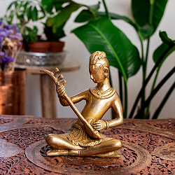 【一点物】ヴィーナ奏者像　美しいブラス製〔約16cm×約11.8cm 約7.5cm 約1346g〕 - サブ2