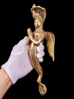 【一点物】ナーガ・カンニャ　ゴージャスなドアノブ　美しいブラス製〔約30cm×約9.2cm 約7.3cm 約1188g〕 - サブ3