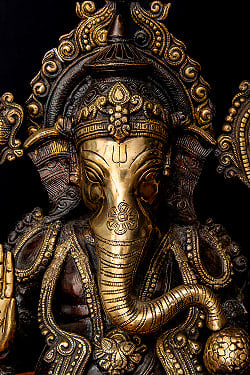 【1点物】ブラス製 アバヤ・ムドラ ガネーシャ像 ネパール製 特大 高さ54cm 23kg - サブ2