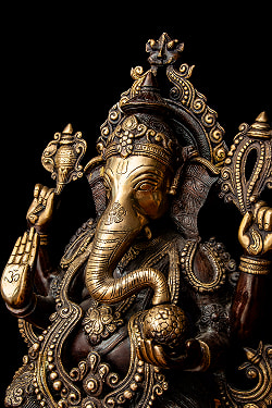 【1点物】ブラス製 アバヤ・ムドラ ガネーシャ像 ネパール製 特大 高さ54cm 23kg - サブ3