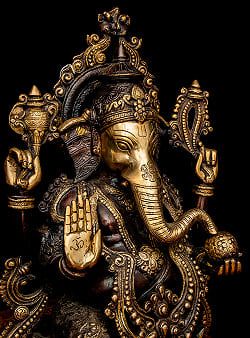 【1点物】ブラス製 アバヤ・ムドラ ガネーシャ像 ネパール製 特大 高さ54cm 23kg - サブ4