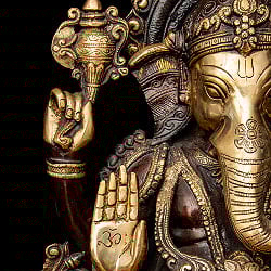 【1点物】ブラス製 アバヤ・ムドラ ガネーシャ像 ネパール製 特大 高さ54cm 23kg - サブ5