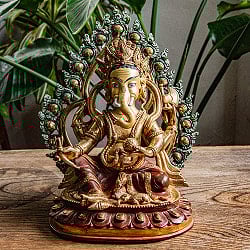 【1点物】大聖歓喜天(ガネーシャ) 銅造鍍金仕上げ ネパール製 高さ:23cm程度 2.1kg - サブ2
