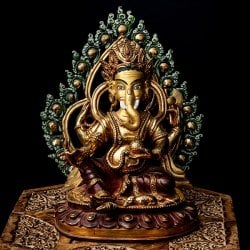 【1点物】大聖歓喜天(ガネーシャ) 銅造鍍金仕上げ ネパール製 高さ:23cm程度 2.1kg