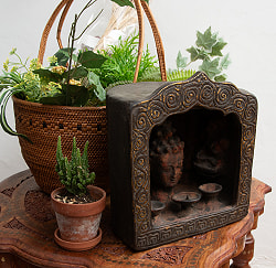 チベット密教の厨子【木製 一点物 高さ:23cm】 - サブ3