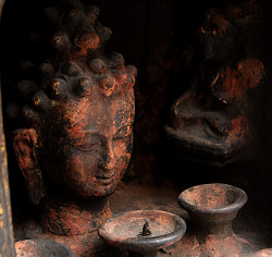 チベット密教の厨子【木製 一点物 高さ:23cm】 - サブ4