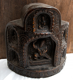 マハカーラ・ターラ・パドマサンバヴァの仏柱【木製 一点物 高さ:31cm】 - サブ2