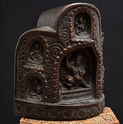 マハカーラ・ターラ・パドマサンバヴァの仏柱【木製 一点物 高さ:31cm】 - サブ3