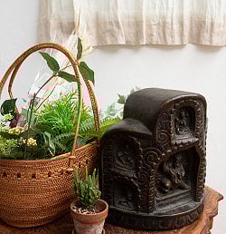 マハカーラ・ターラ・パドマサンバヴァの仏柱【木製 一点物 高さ:31cm】 - サブ4