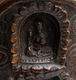 マハカーラ・ターラ・パドマサンバヴァの仏柱【木製 一点物 高さ:31cm】 - サブ5