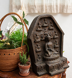 アクショービヤ 阿しゅく如来と16柱の仏像【木製 一点物 高さ:40cm】 - サブ3