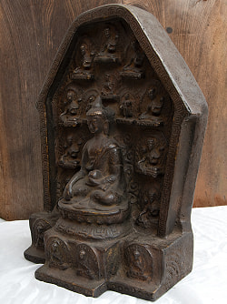 アクショービヤ 阿しゅく如来と16柱の仏像【木製 一点物 高さ:40cm】 - サブ4