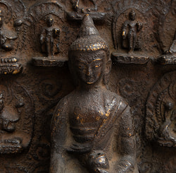 アクショービヤ 阿しゅく如来と16柱の仏像【木製 一点物 高さ:40cm】 - サブ5