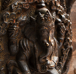 珍しい木彫りのガネーシャ【木製 一点物 高さ:44cm】 - サブ5