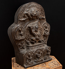 マハーカーラ（大黒天）とターラなど8尊像【木製 一点物 高さ:32cm 2200g】 - サブ2