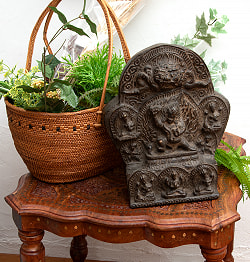 マハーカーラ（大黒天）とターラなど8尊像【木製 一点物 高さ:32cm 2200g】 - サブ3