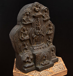 千手千眼観音菩薩（サハスラブジャ）と10尊の仏像【木製 一点物 高さ:31cm 2100g】 - サブ2