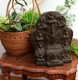 千手千眼観音菩薩（サハスラブジャ）と10尊の仏像【木製 一点物 高さ:31cm 2100g】 - サブ3