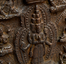 千手千眼観音菩薩（サハスラブジャ）と10尊の仏像【木製 一点物 高さ:31cm 2100g】 - サブ5