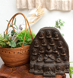 阿弥陀仏（ブッダ・アミタバ）と20尊の仏像【欠けあり・訳あり品 木製 一点物 高さ:33cm 3800g】 - サブ3