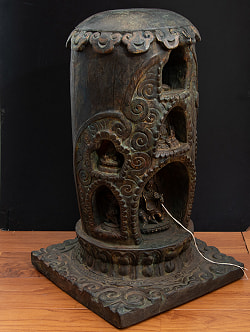 マハーカーラ（大黒天）とアクショービヤ 阿しゅく如来等7柱の仏柱 - 特大サイズ【一点物 55cm 12000g】 - サブ2