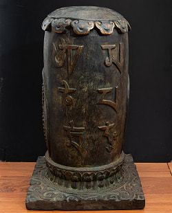 マハーカーラ（大黒天）とアクショービヤ 阿しゅく如来等7柱の仏柱 - 特大サイズ【一点物 55cm 12000g】 - サブ4