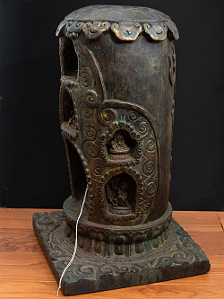 マハーカーラ（大黒天）とアクショービヤ 阿しゅく如来等7柱の仏柱 - 特大サイズ【一点物 55cm 12000g】 - サブ5