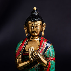 毘盧遮那仏（ヴァイローチャナ） チベタンターコイズ仕上げ 14cm - サブ2