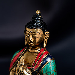 毘盧遮那仏（ヴァイローチャナ） チベタンターコイズ仕上げ 14cm - サブ3