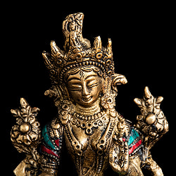 白多羅菩薩（ホワイトターラー） チベタンターコイズ仕上げ 15.5cm - サブ2