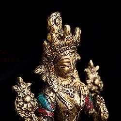 白多羅菩薩（ホワイトターラー） チベタンターコイズ仕上げ 15.5cm - サブ3