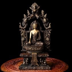 [大感謝祭セール]薬師如来 坐像 重厚なブラス製 高さ：40cm程度
