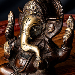 ガネーシャ 坐像 重厚なブラス製 高さ：13.5cm程度 - サブ4