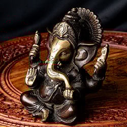 ガネーシャ 坐像 重厚なブラス製 高さ：13.5cm程度 - サブ4