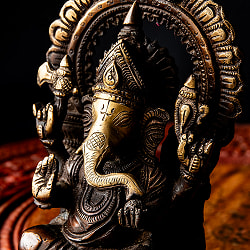 ガネーシャ 坐像 重厚なブラス製 高さ17.5cm程度 - サブ4