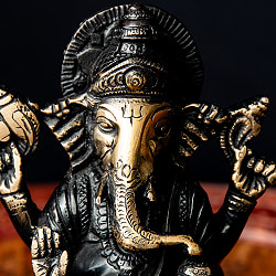 ガネーシャ 坐像 重厚なブラス製 高さ15.5cm程度 - サブ2