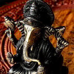 ガネーシャ 坐像 重厚なブラス製 高さ15.5cm程度 - サブ4