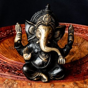 ガネーシャ 坐像 重厚なブラス製 高さ12cm程度
