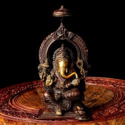 天蓋ガネーシャ 坐像 重厚なブラス製 高さ22cm程度
