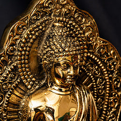 釈迦牟尼仏 坐像 光り輝くブラス製 高さ:26.5cm程度 - サブ3