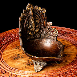 ガネーシャのオイルランプ 重厚なブラス製 高さ:17cm程度 - サブ2