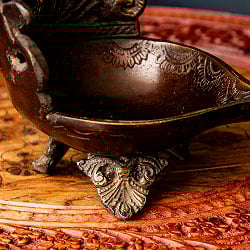 ガネーシャのオイルランプ 重厚なブラス製 高さ:17cm程度 - サブ5