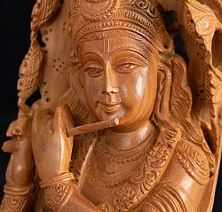 【ちょっと訳あり特価品】一木造 手作り一点もの チークウッド クリシュナ像 37cm - サブ4