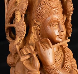 【ちょっと訳あり特価品】一木造 手作り一点もの チークウッド クリシュナ像 37cm - サブ5