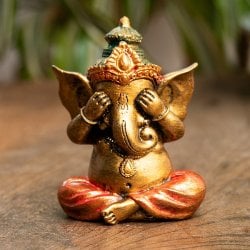 みざるガネーシャ バリ・ヒンドゥーの神様像 レジン製 8.5cm