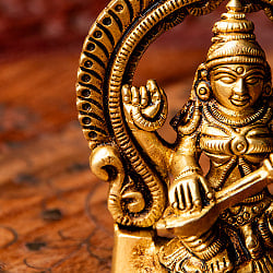 サラスヴァティ坐像 重厚なブラス製 高さ8.5cm - サブ3