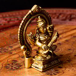 サラスヴァティ坐像 重厚なブラス製 高さ8.5cm - サブ5