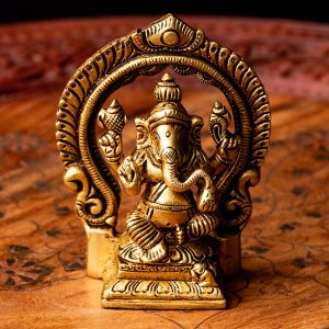 ガネーシャ坐像 重厚なブラス製 高さ8.5cm