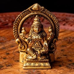 ラクシュミー坐像 重厚なブラス製 高さ8.5cm(TI-RSDL-1807)